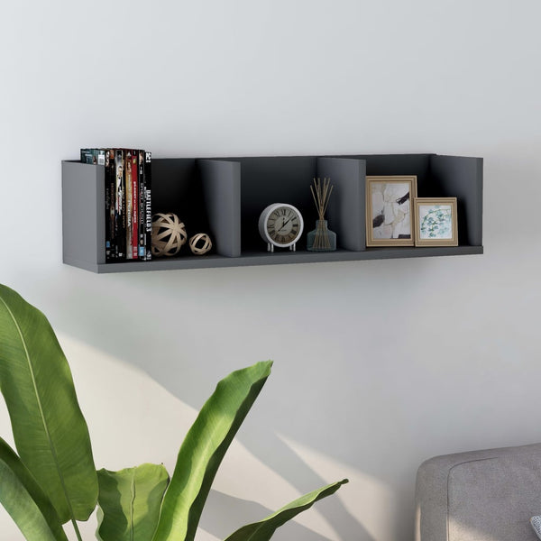  CD Wall Shelf Grey 75x18x18 cm Chipboard