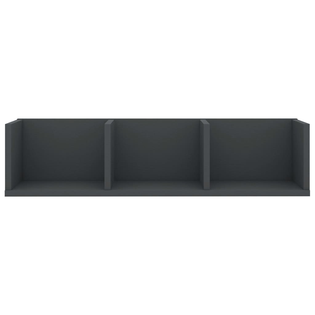 CD Wall Shelf Grey 75x18x18 cm Chipboard