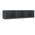 CD Wall Shelf Grey 75x18x18 cm Chipboard