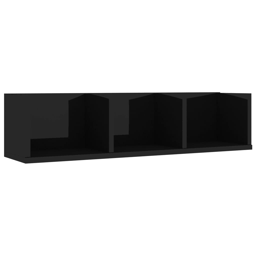 CD Wall Shelf High Gloss Black 75x18x18 cm Chipboard