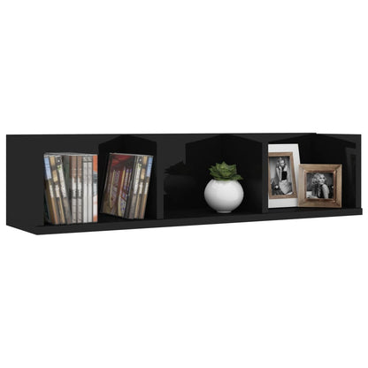 CD Wall Shelf High Gloss Black 75x18x18 cm Chipboard