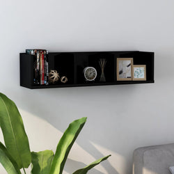 CD Wall Shelf High Gloss Black 75x18x18 cm Chipboard