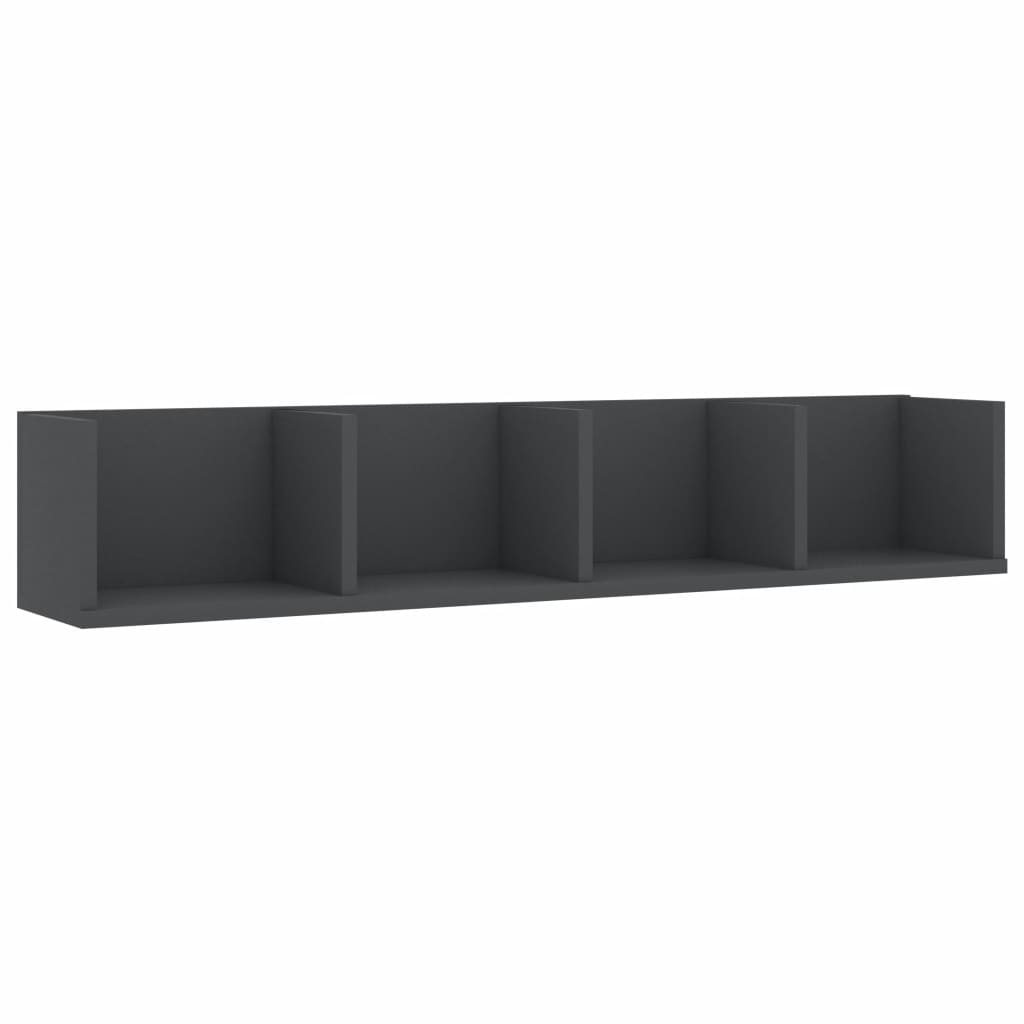 CD Wall Shelf Grey 100x18x18 cm Chipboard
