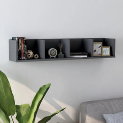 CD Wall Shelf Grey 100x18x18 cm Chipboard