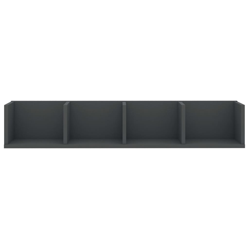 CD Wall Shelf Grey 100x18x18 cm Chipboard