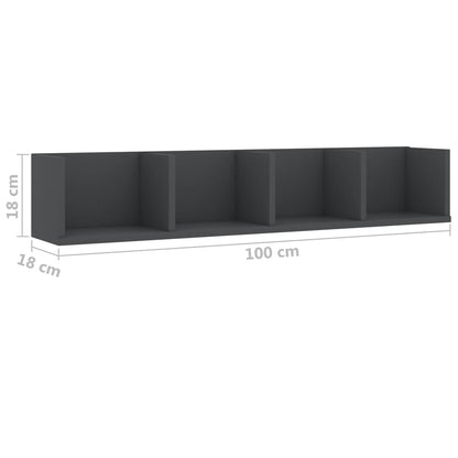 CD Wall Shelf Grey 100x18x18 cm Chipboard