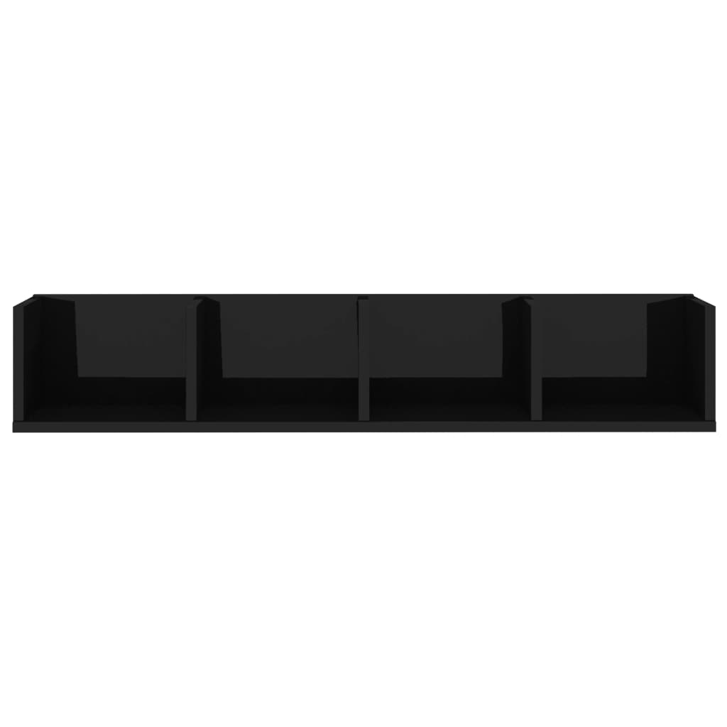 CD Wall Shelf High Gloss Black 100x18x18 cm Chipboard