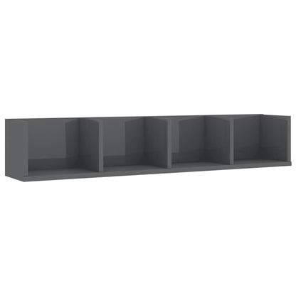CD Wall Shelf High Gloss Grey 100x18x18 cm Chipboard