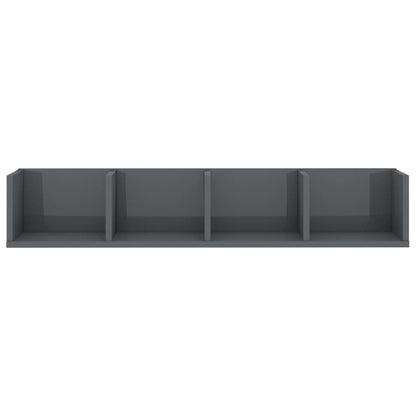 CD Wall Shelf High Gloss Grey 100x18x18 cm Chipboard