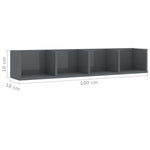 CD Wall Shelf High Gloss Grey 100x18x18 cm Chipboard