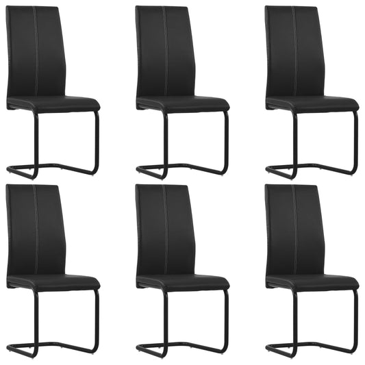 Dining Chairs 6 pcs Black Faux Leather