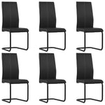 Cantilever Dining Chairs 6 pcs Black Leather