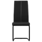 Cantilever Dining Chairs 6 pcs Black Leather