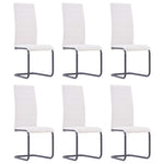 Cantilever Dining Chairs 6 pcs Cream Fabric