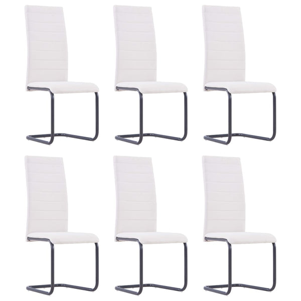  Cantilever Dining Chairs 6 pcs Cream Fabric