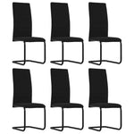 Cantilever Dining Chairs 6 pcs Black Fabric