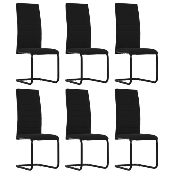  Cantilever Dining Chairs 6 pcs Black Fabric