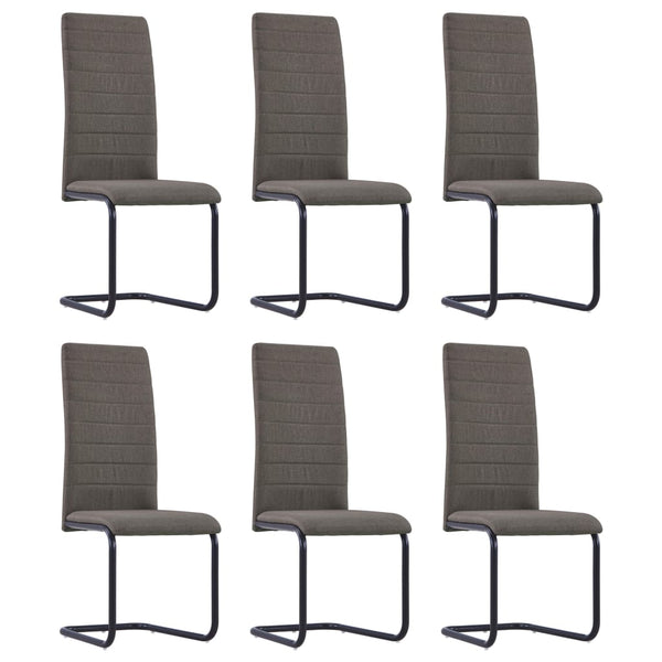  Cantilever Dining Chairs 6 pcs Taupe Fabric