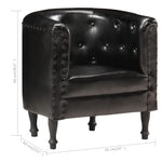 Tub Chair Black Real Leather