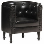 Tub Chair Black Real Leather