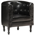 Tub Chair Black Real Leather