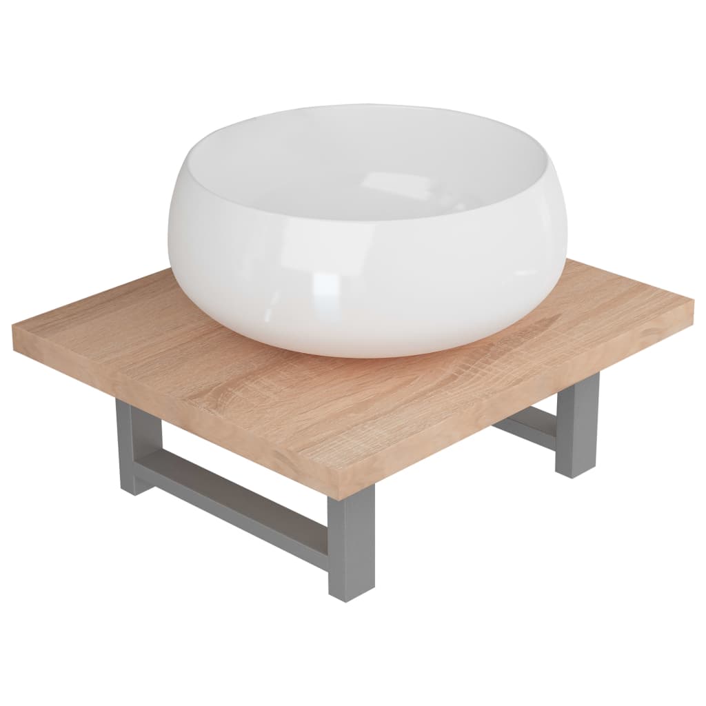 Two Piece Bathroom Furniture Set Ceramic Oak