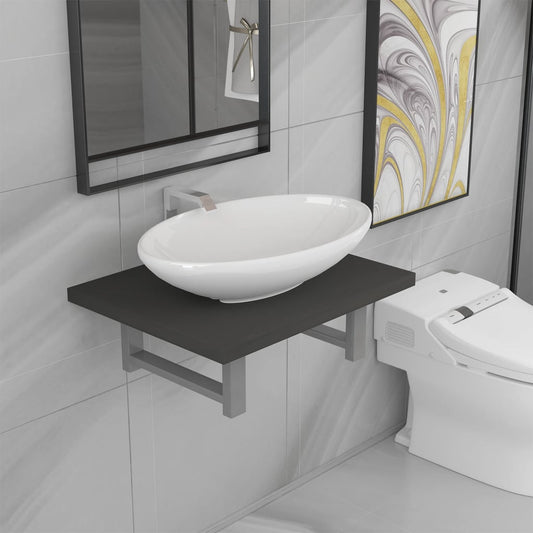 Two Piece Bathroom Furniture Set Ceramic Grey