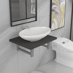 Two Piece Bathroom Furniture Set Ceramic Grey