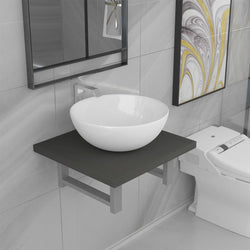 Two Piece Bathroom Furniture Set Ceramic Grey