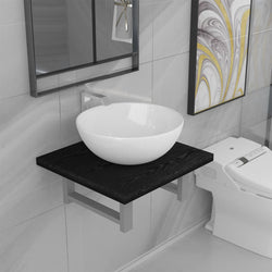 Two Piece Bathroom Furniture Set Ceramic Black