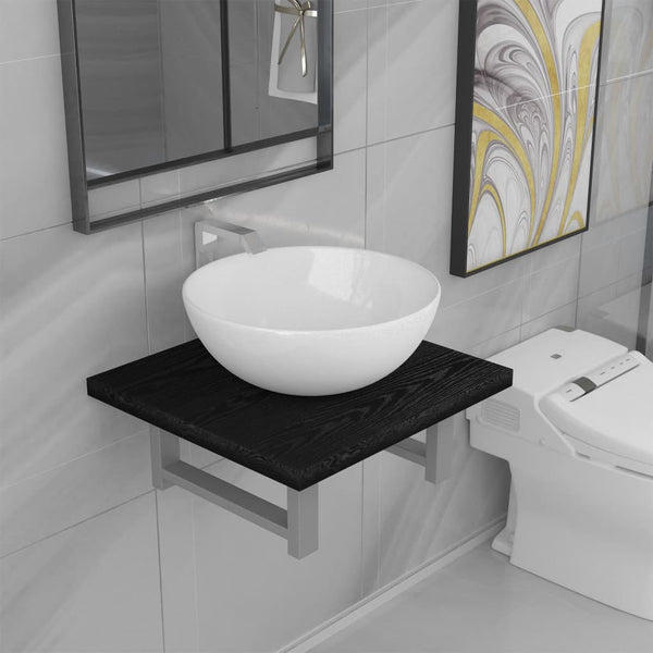  Two Piece Bathroom Furniture Set Ceramic Black