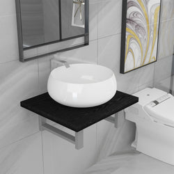 Two Piece Bathroom Furniture Set Ceramic Black