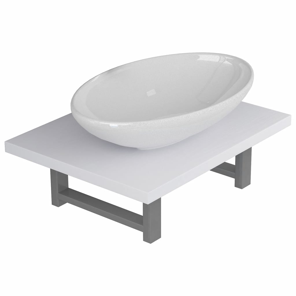 Two Piece Bathroom Furniture Set Ceramic White