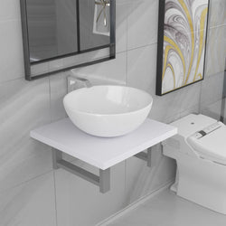 Two Piece Bathroom Furniture Set Ceramic White