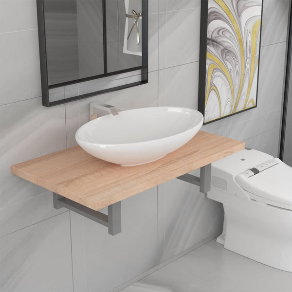  Two Piece Bathroom Furniture Set Ceramic Oak