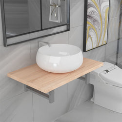 Two Piece Bathroom Furniture Set Ceramic Oak