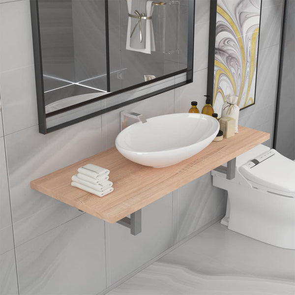  Two Piece Bathroom Furniture Set Ceramic Oak