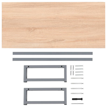 Two Piece Bathroom Furniture Set Ceramic Oak
