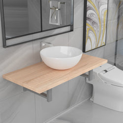 Two Piece Bathroom Furniture Set Ceramic Oak
