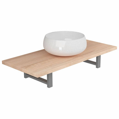 Two Piece Bathroom Furniture Set Ceramic Oak