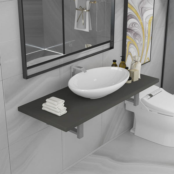  Two Piece Bathroom Furniture Set Ceramic Grey