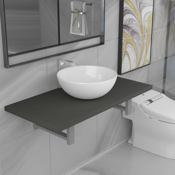  Two Piece Bathroom Furniture Set Ceramic Grey