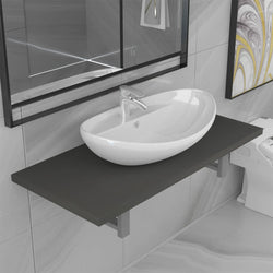 Two Piece Bathroom Furniture Set Ceramic Grey
