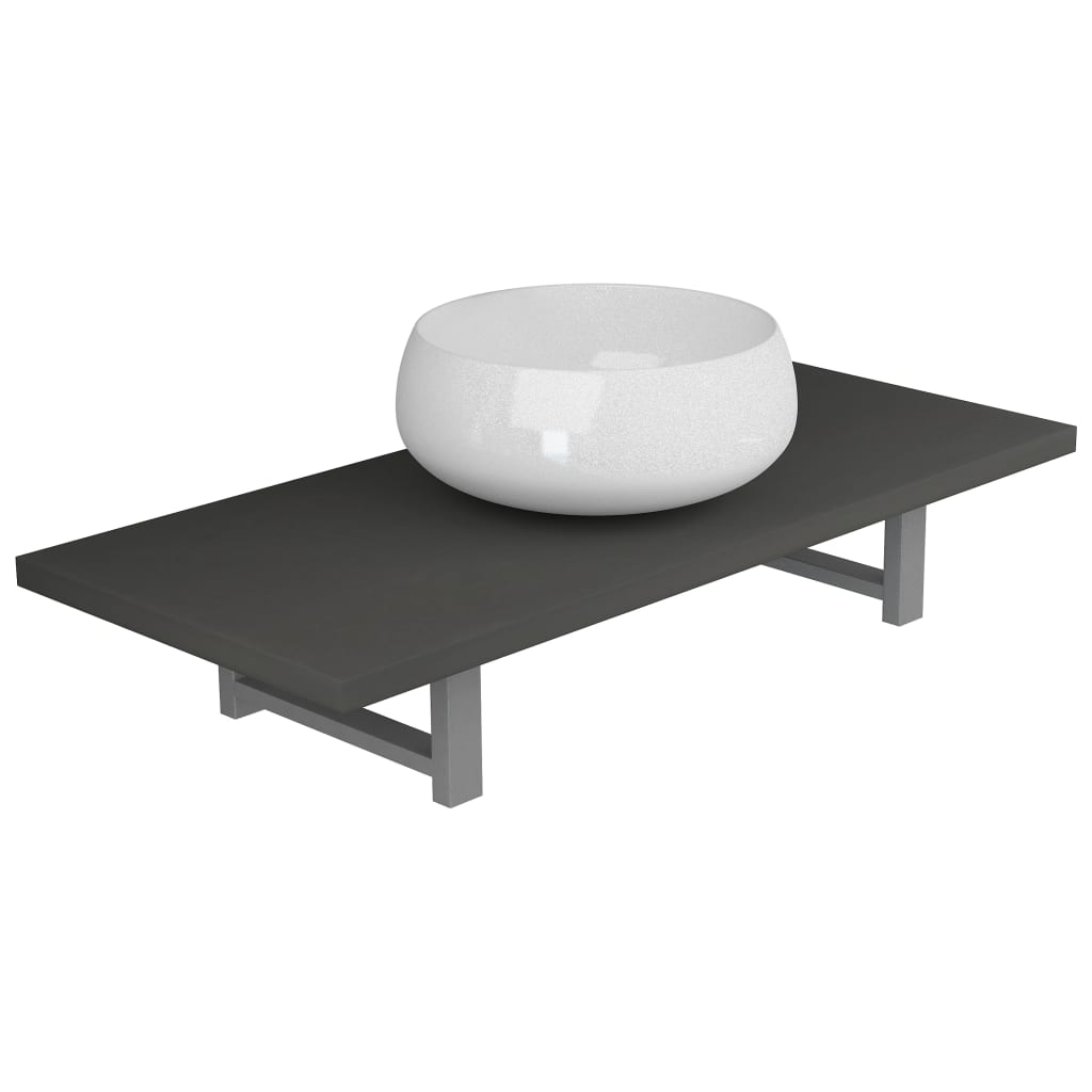 Two Piece Bathroom Furniture Set Ceramic Grey