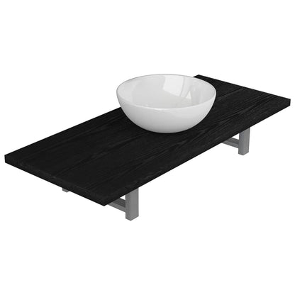 Two Piece Bathroom Furniture Set Ceramic Black