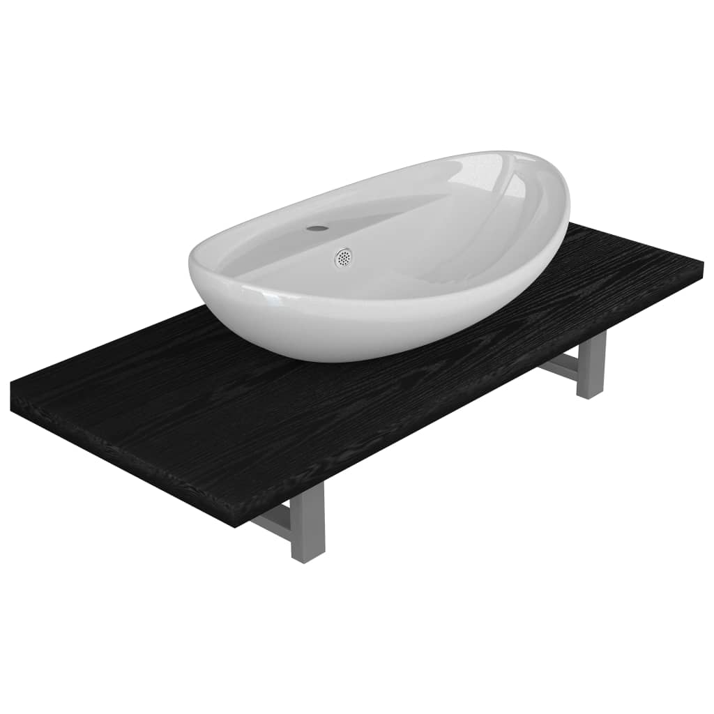 Two Piece Bathroom Furniture Set Ceramic Black