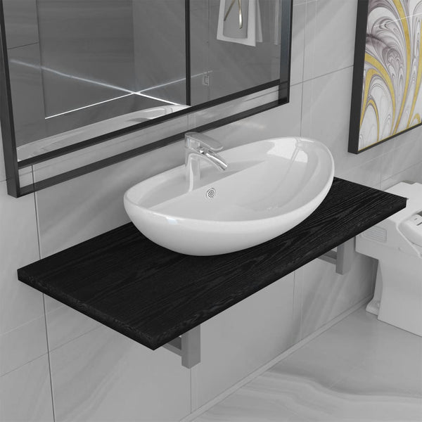  Two Piece Bathroom Furniture Set Ceramic Black