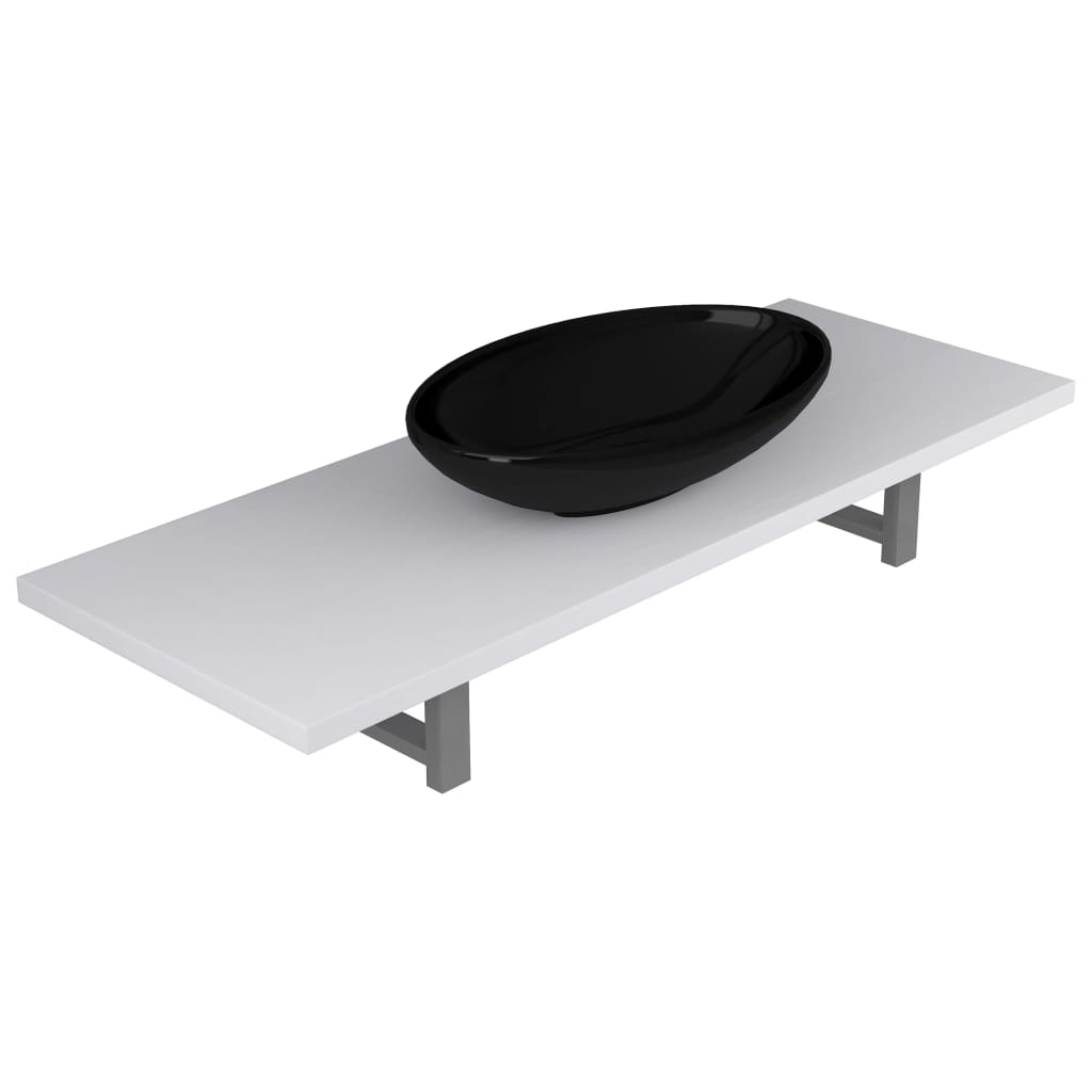 Two Piece Bathroom Furniture Set Ceramic White