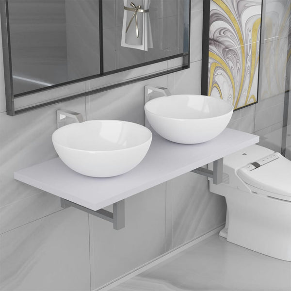  Three Piece Bathroom Furniture Set Ceramic White