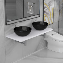 Three Piece Bathroom Furniture Set Ceramic White